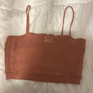 Adidas Pink sparkle logo cropped tank top never worn size small!🩷